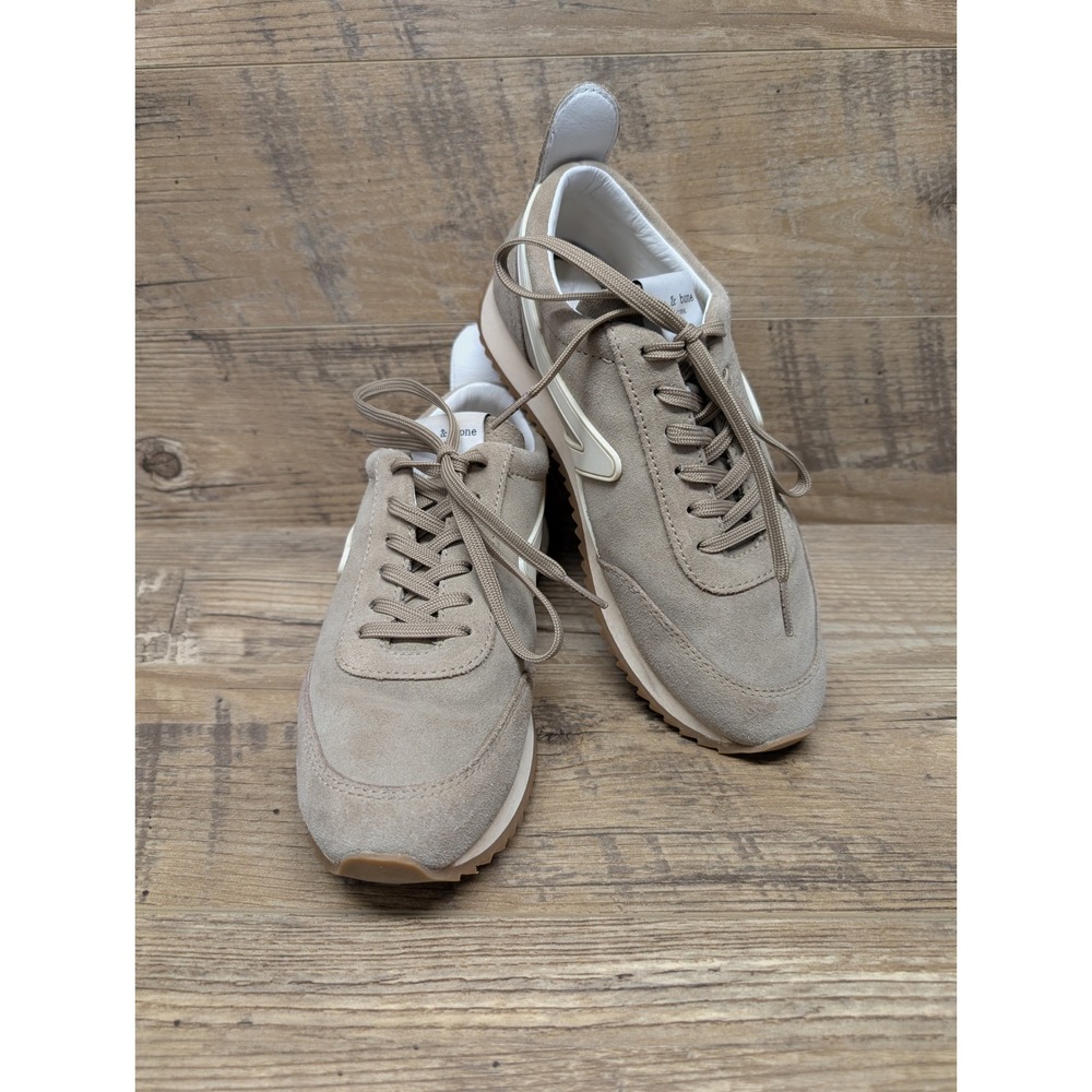 rag & bone Retro Runner Womens 38 Taupe Suede Sneakers Beige Cream